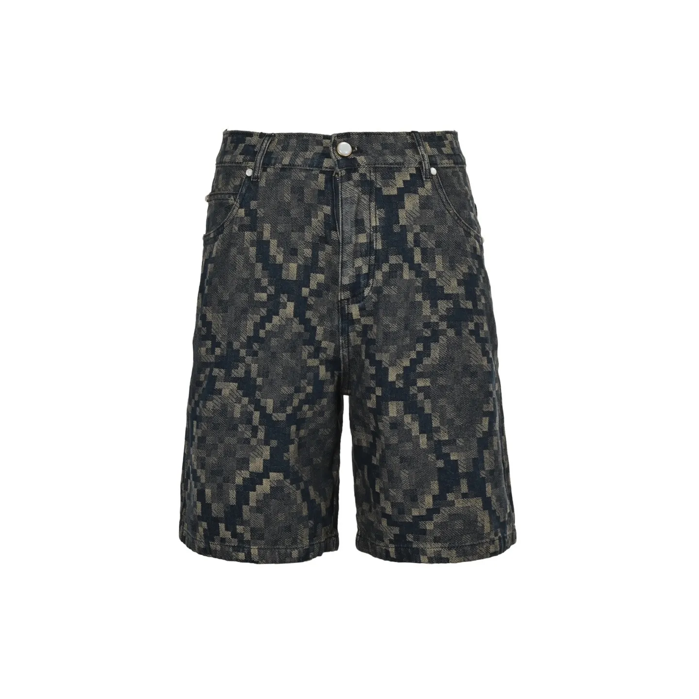 Louis Vuitton/Louis Vuitton 25ss snake pattern mosaic denim shorts